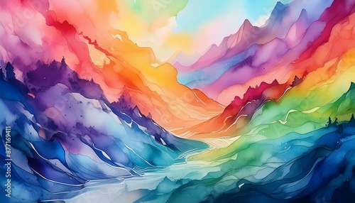 Abstract watercolor background, rainbow colorful  © samuel