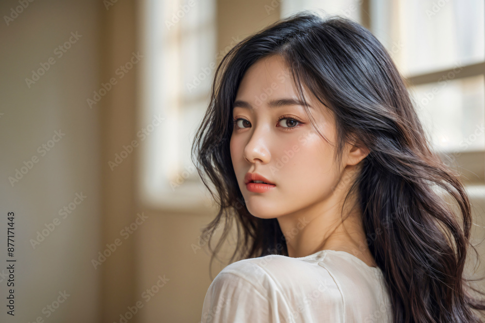 A beautiful woman with long hair, elegant appearance posing like a model A beautiful woman with long hair, elegant appearance posing like a model