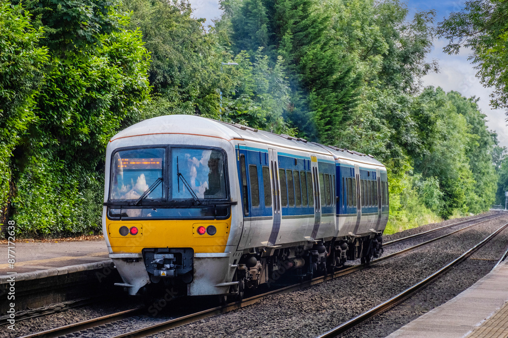 Naklejka premium British Network Rail commuter suburban rural rail station England UK