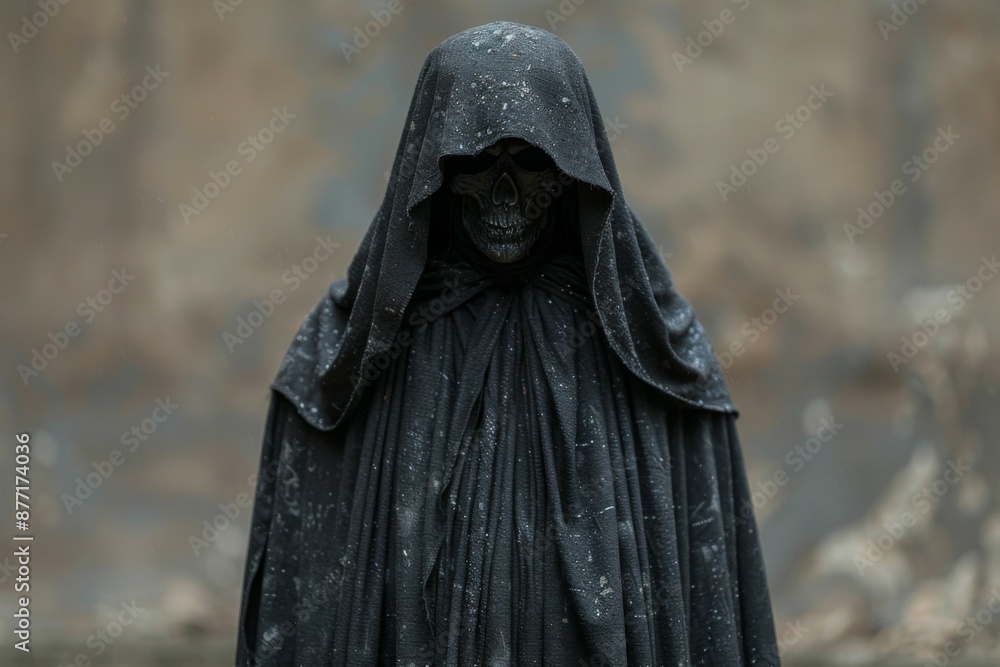 Naklejka premium Hooded Figure in Dark Robe