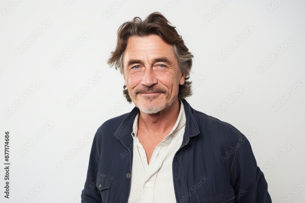 Portrait of a handsome middle-aged man with long hair. Portrait of a handsome middle-aged man with long hair.
