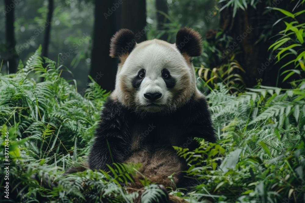 Fototapeta premium Giant Panda in a Lush Forest