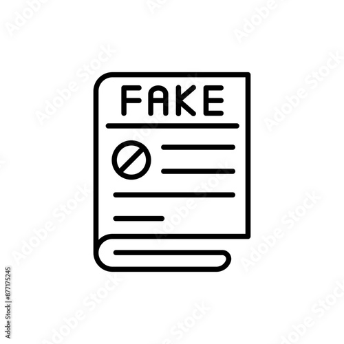 Fake newspaper outline icons, minimalist vector illustration ,simple transparent graphic element .Isolated on white background