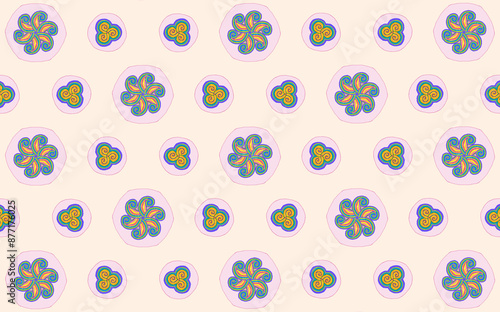 Wallpaper Mural Colorful flowers pattern group mandala art. textures, geometry, lines, graphic, element, decorative, decor, beauty,  backgrounds, circle, luxury. Torontodigital.ca