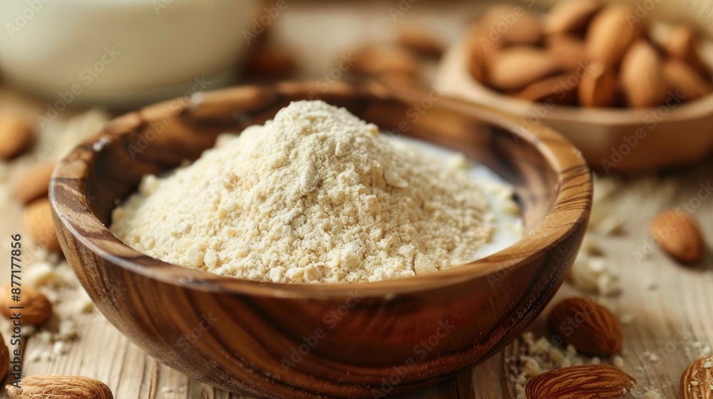 Almond powder mixed with milk Almond powder mixed with milk