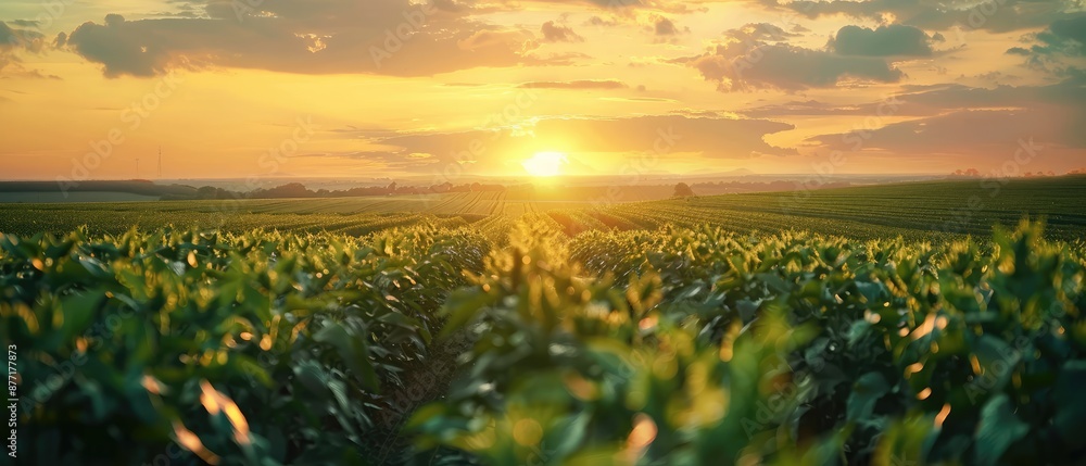 custom made wallpaper toronto digitalagricultural soy plantation on field with a breathtaking sunset background