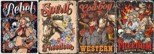 Rebel spirit set posters colorful