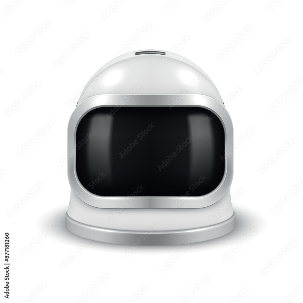 White astronaut helmet cosmonaut mask with black glass for space travel realistic vector White astronaut helmet cosmonaut mask with black glass for space travel realistic vector