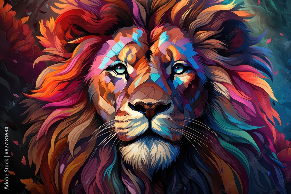 Naklejka premium An illustration of lion head vector, generative IA
