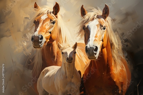 Obraz na płótnie A two horsepower drawing with the word horses in it., generative IA w salonie