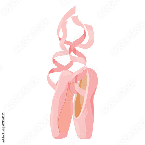 Ballet flats female pink pointe shoes with ribbon for foot balance dancing isometric vector