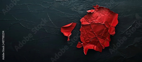 A torn red cardboard piece ...