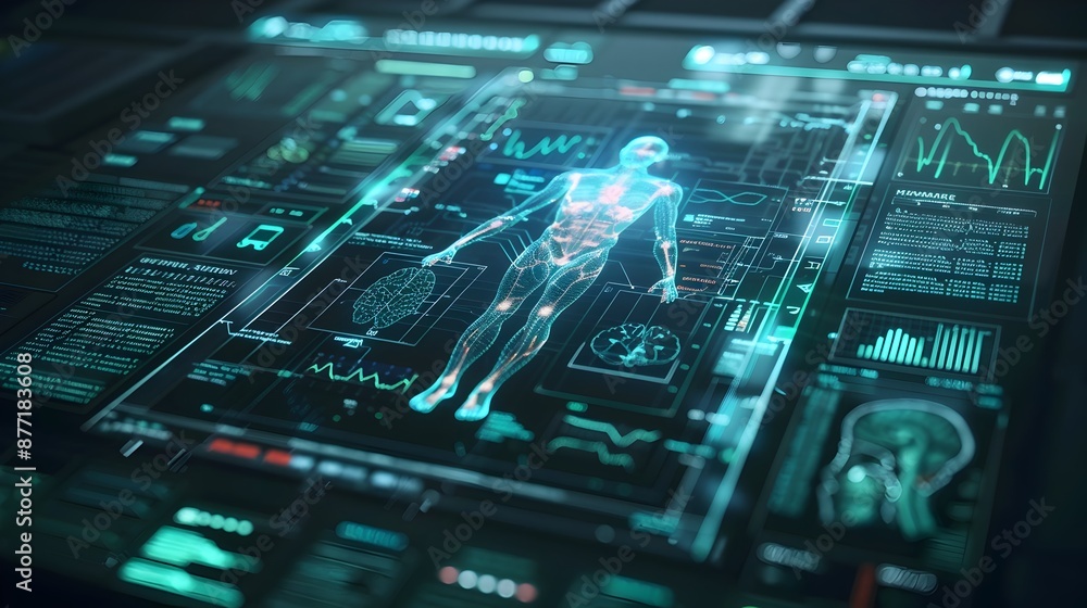 Futuristic 3D Holographic Medical Scanner - Advanced Health Technology Diagnostic Tool Futuristic 3D Holographic Medical Scanner - Advanced Health Technology Diagnostic Tool