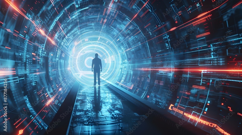 Obraz premium Quantum Computing Powering Immersive Digital Environments in Virtual Reality