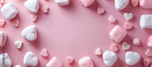 Pink background with marshm...