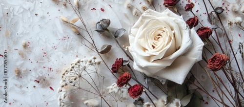 White rose and dried flower...