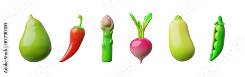 Vector 3D set of vegetables on isolated background.