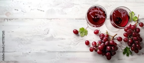 Red wine glasses and grapes...