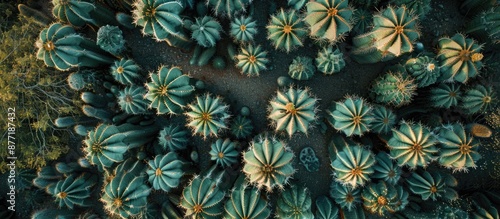 An aerial view captures the...