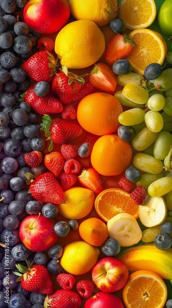 Flat Lay Photo of Fruits Arranged in Vibrant Colors Flat Lay Photo of Fruits Arranged in Vibrant Colors