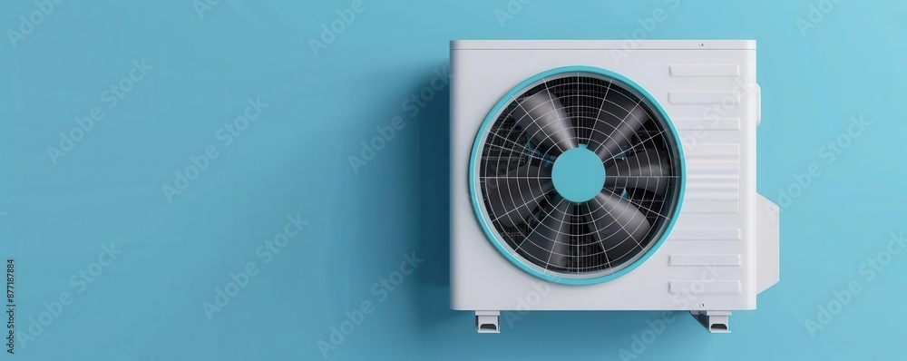 Condenser unit with fan and coils, internal structure, flat design ...