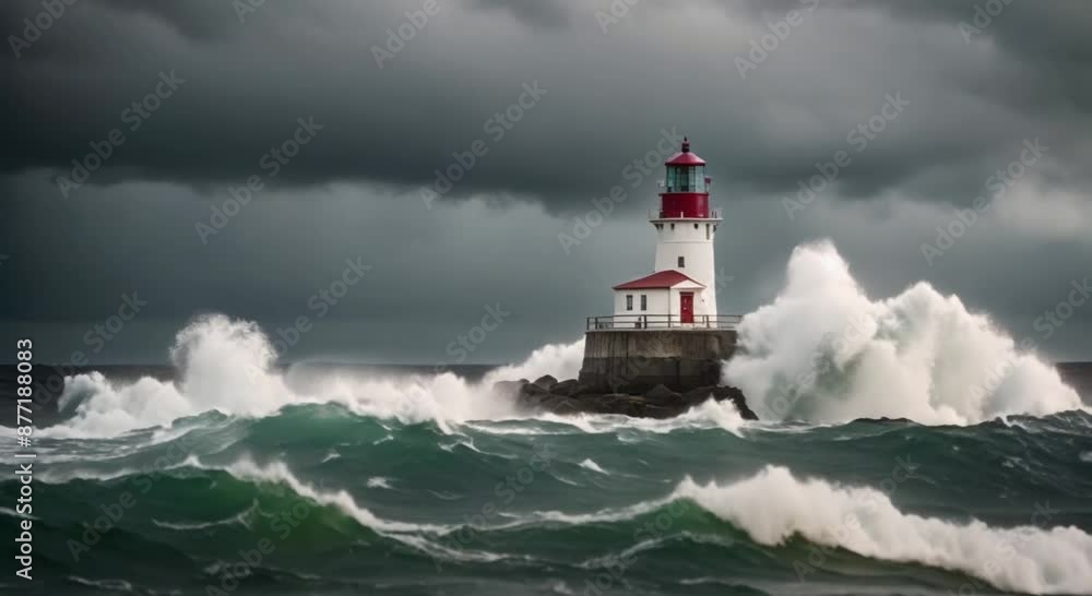 lighthouse on a stormy sea
