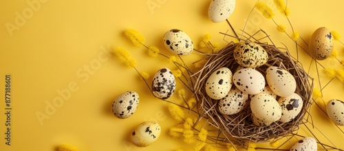 Quail eggs arranged in an e...