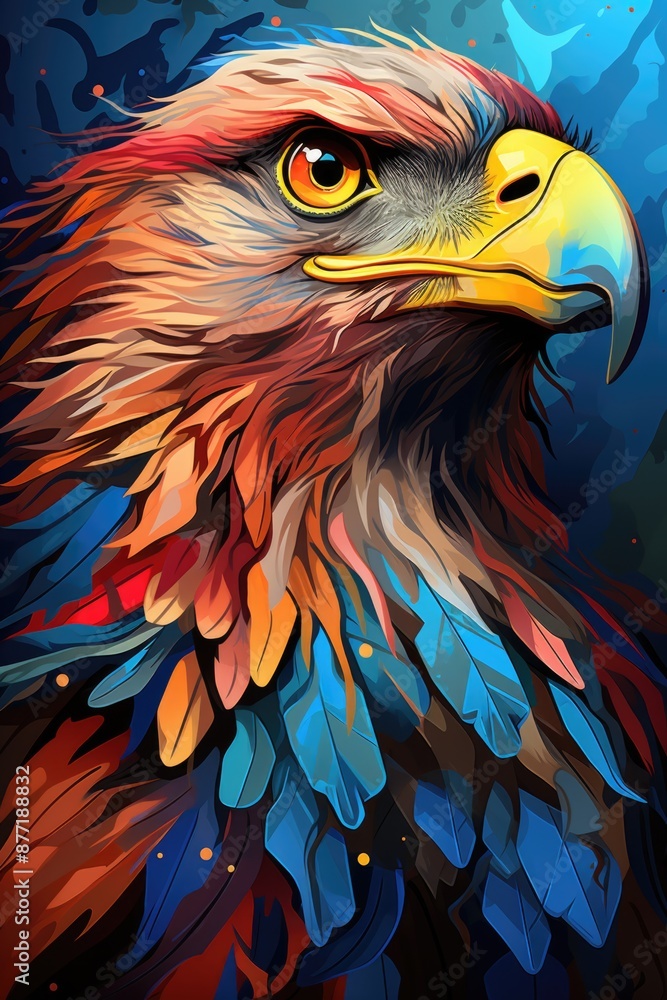POP Art Style Colorful Eagle, generative IA