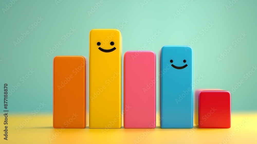 Cheerful 3D Bar Chart Visualizing Positive Business Growth and Financial Success Cheerful 3D Bar Chart Visualizing Positive Business Growth and Financial Success