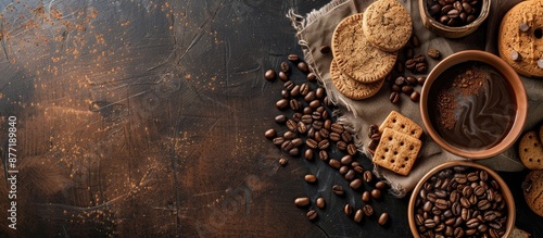 Dark coffee beans with cook...