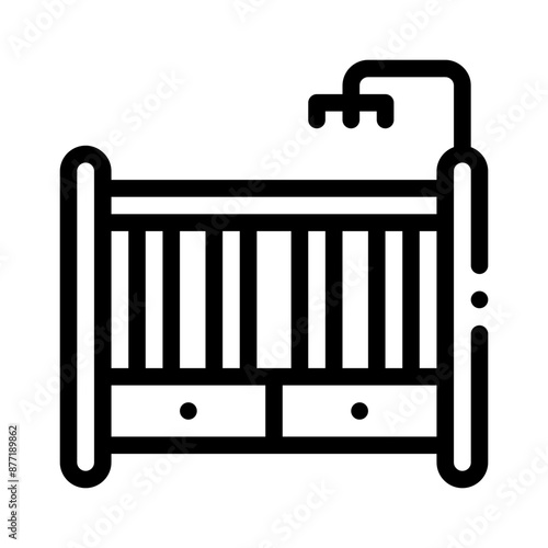 baby crib line icon