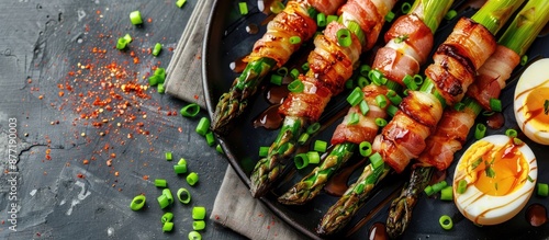 Bacon wrapped green asparag...