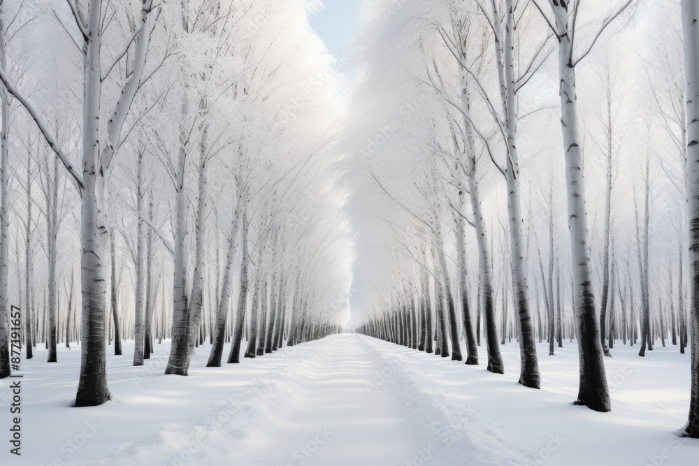 Minimalist winter monochrome poetry in snow serenity, generative IA Minimalist winter monochrome poetry in snow serenity, generative IA
