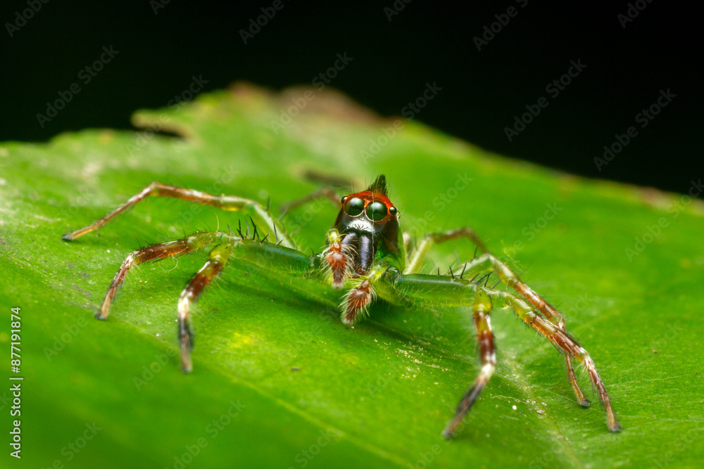 Fototapeta premium A macro photo of Jumping spider (Epeus sp.) also known as Mohawk spider
