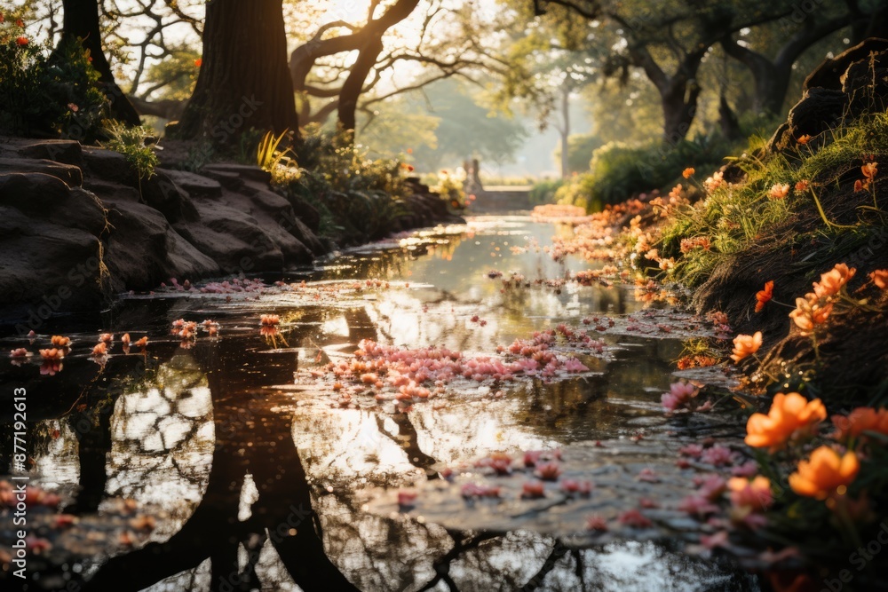 Spring in brushstrokes an exuberant impressionist scene, revealing the bright ep, generative IA Spring in brushstrokes an exuberant impressionist scene, revealing the bright ep, generative IA