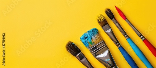 Colorful paintbrushes on a ...