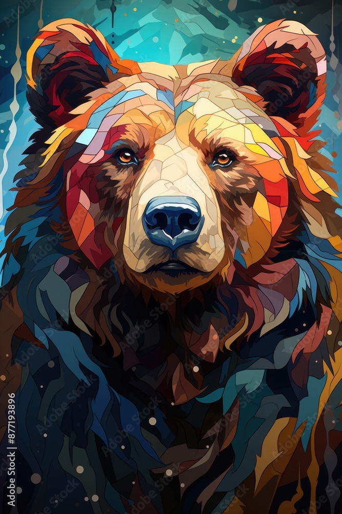 Colorful head bear in pop art style., generative IA