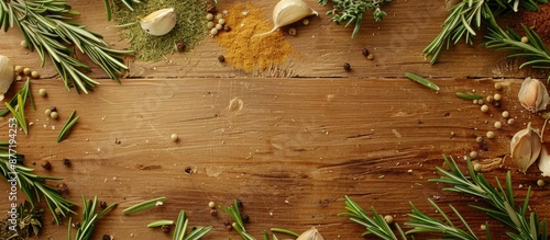 Rosemary arranged on a wood...