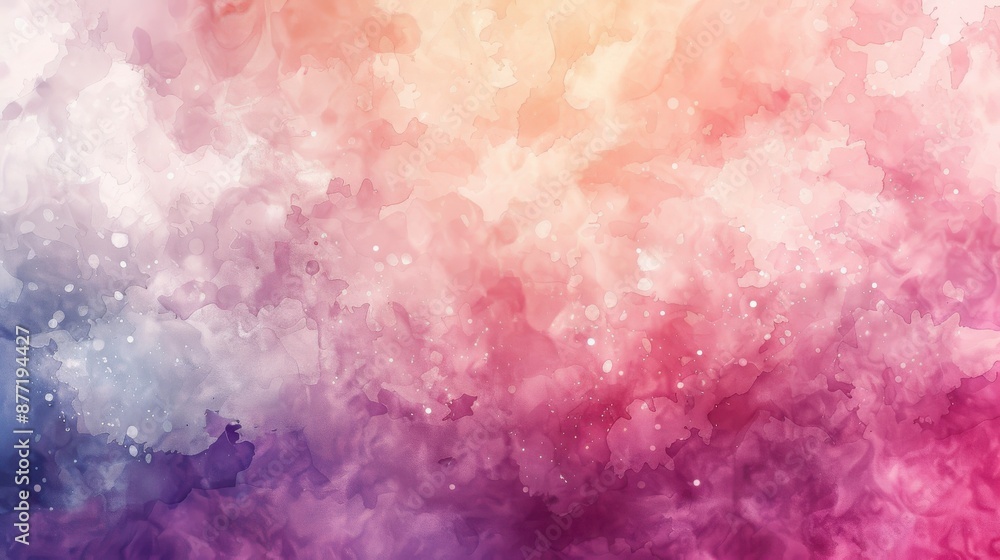 Fototapeta premium Pink, yellow, and blue watercolor background with subtle sparkling details