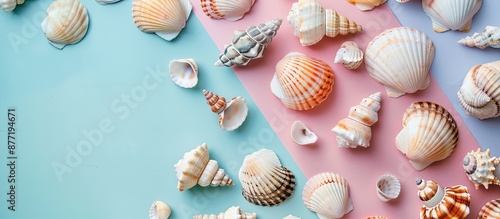 Seashells arranged in a top...