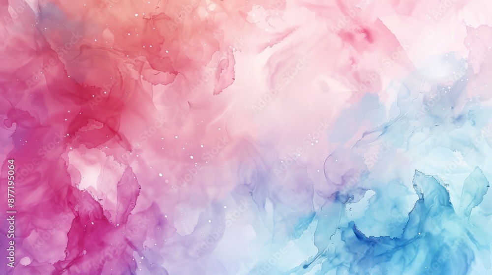 Fototapeta premium Abstract watercolor painting with swirling pink, white, and blue colors