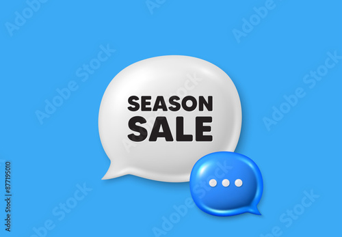 Season sale tag. Text box speech bubble 3d icons. Special offer price sign. Advertising discounts symbol. Season sale chat offer. Speech bubble banner. Text box balloon. Vector