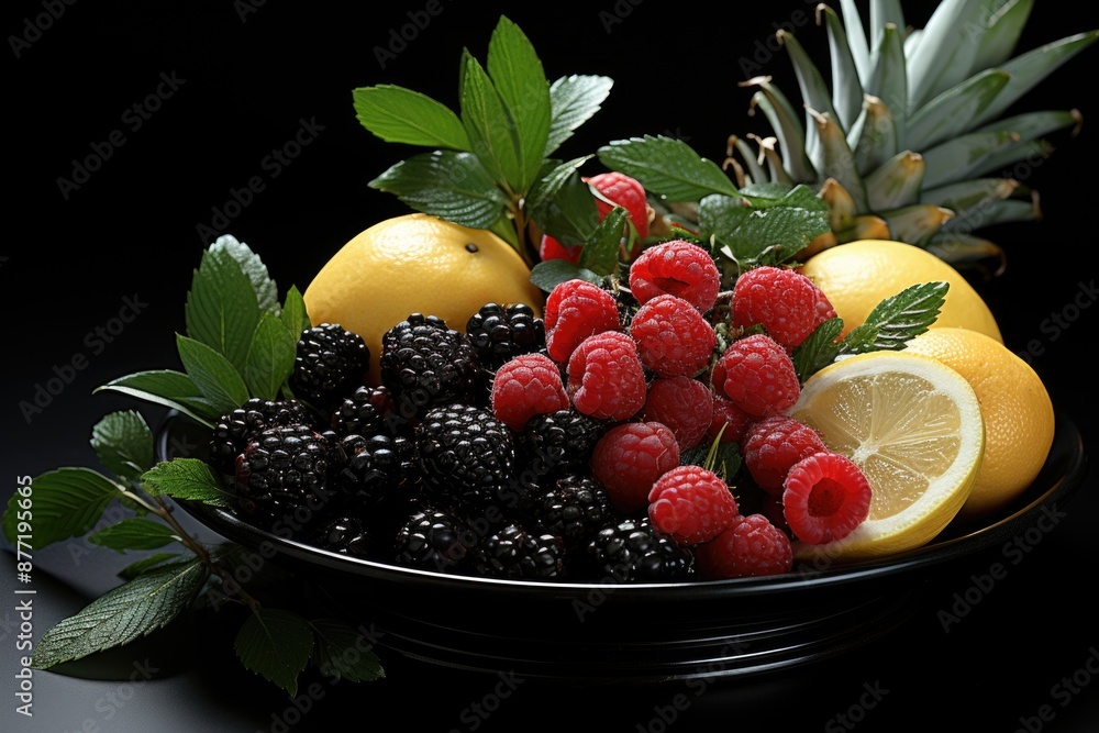 Modern monochrome fruits exploring elegance and contemporaneity with black and w, generative IA