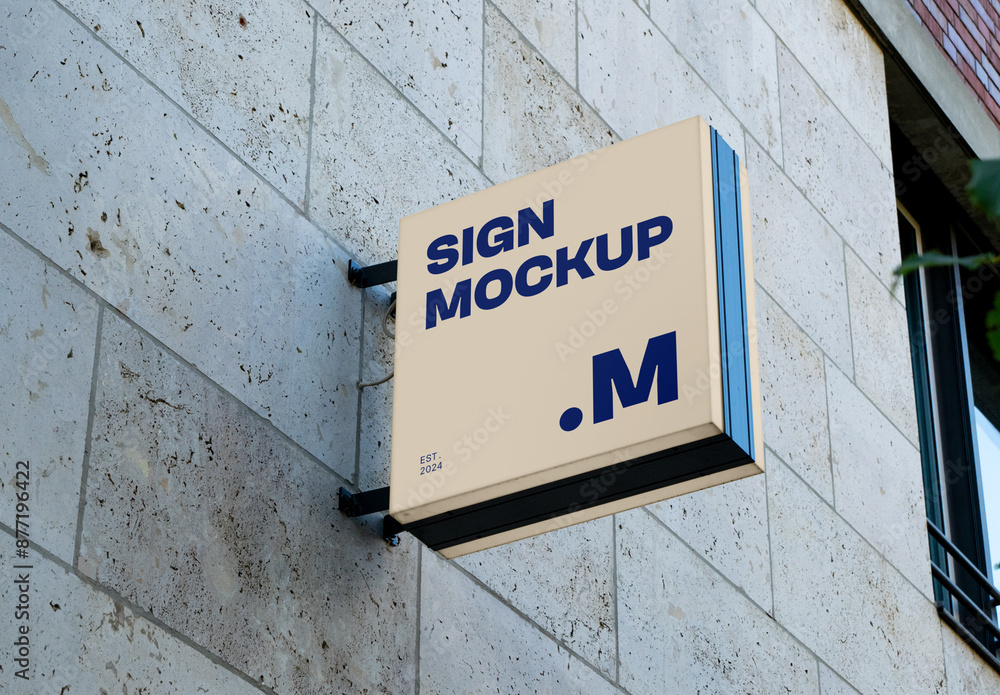 Sign on Building Mockup Stock Template | Adobe Stock