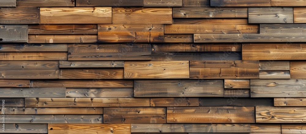 Wood textured facade tiles with fastening elements for installation featuring a copy space image Wood textured facade tiles with fastening elements for installation featuring a copy space image