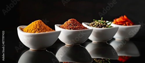 Indian spices in small whit...