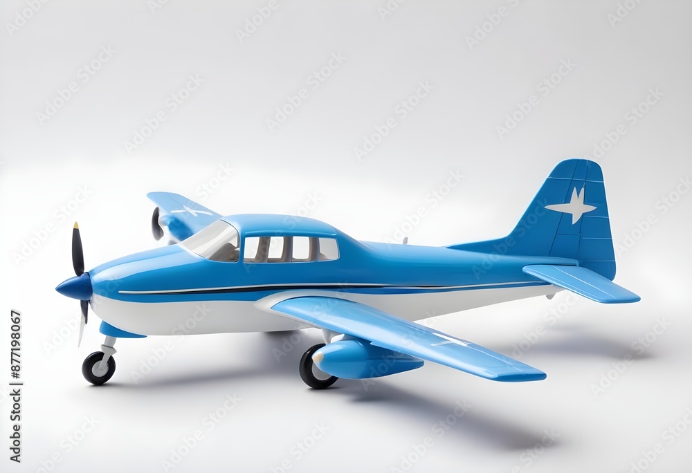 Naklejka premium Blue toy plane model isolated on white background