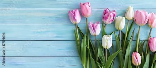 Tulips flowers on a soft bl...