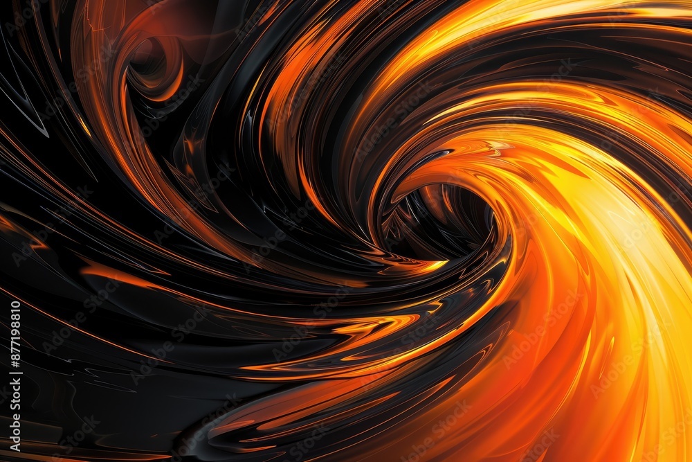 Abstract black and orange background with a vortex design Abstract black and orange background with a vortex design