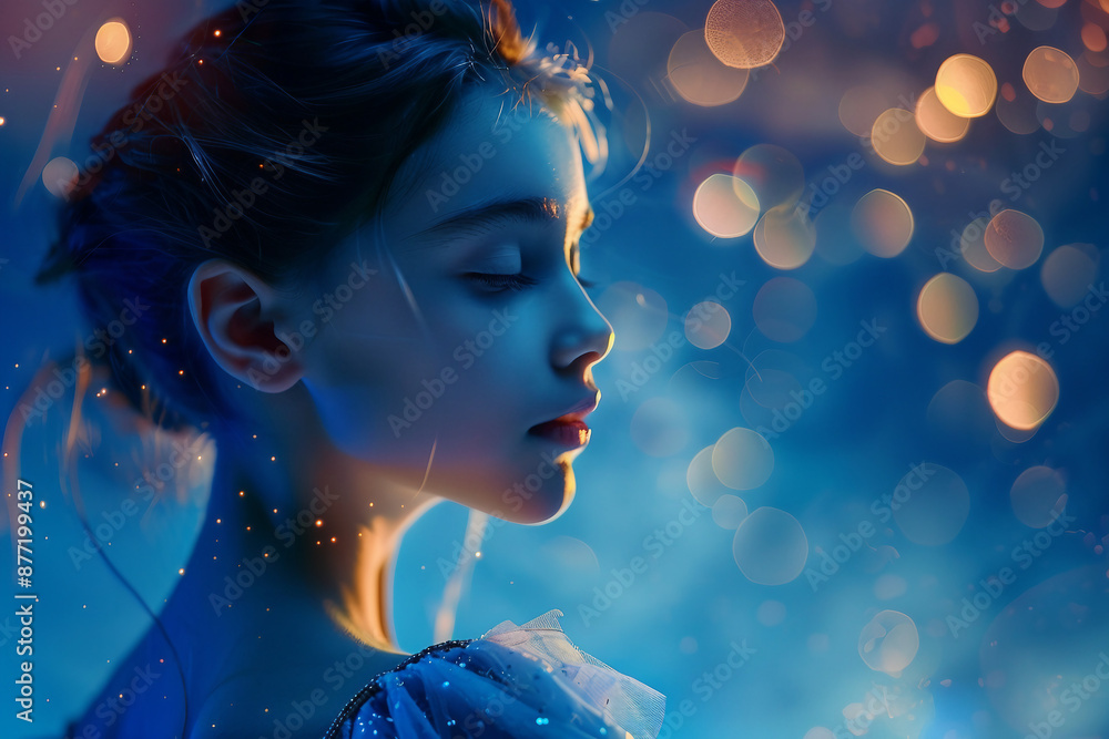 Generative AI picture of beautiful charming ballet dancer ballerina in stage ballroom gown Generative AI picture of beautiful charming ballet dancer ballerina in stage ballroom gown